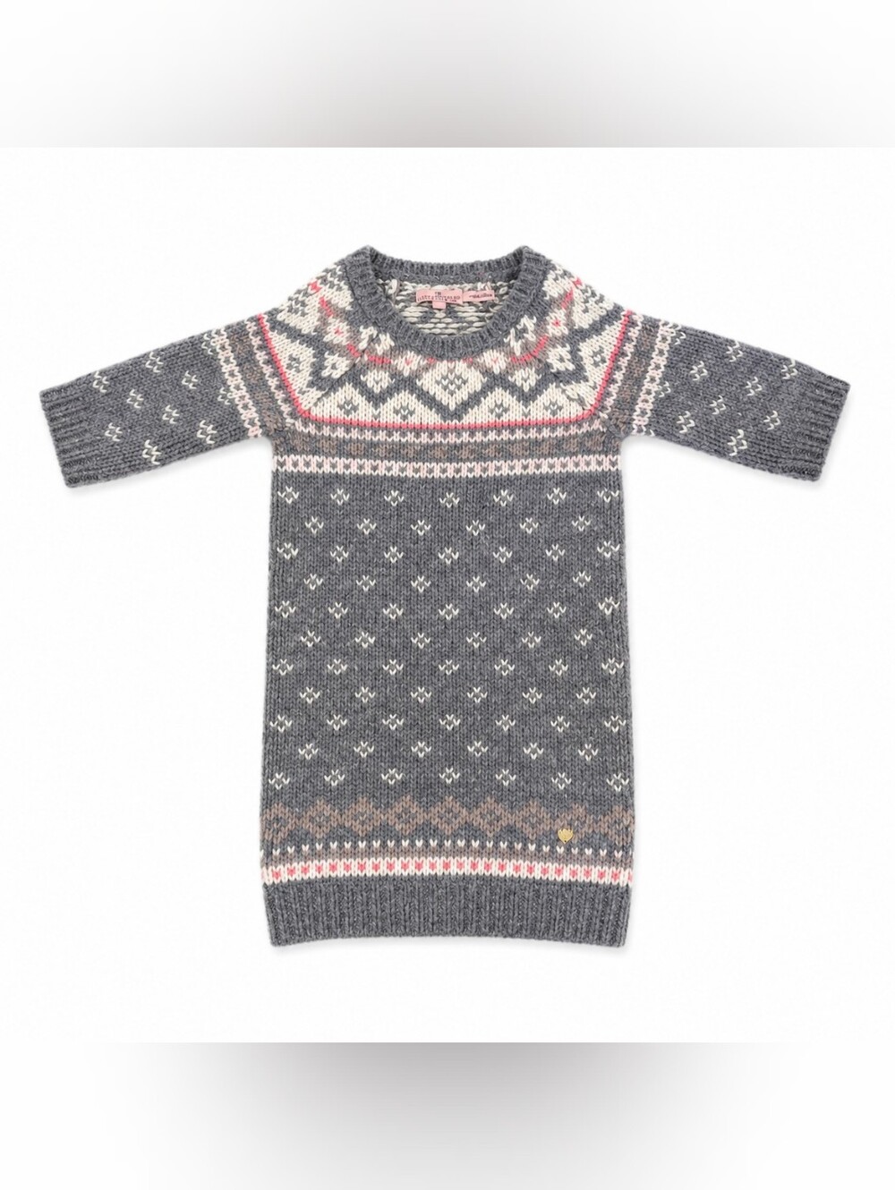 JUICY Couture Girls Fair Isle Wool Angora Blend Sweater Dress Sz 5 Gray Pink
